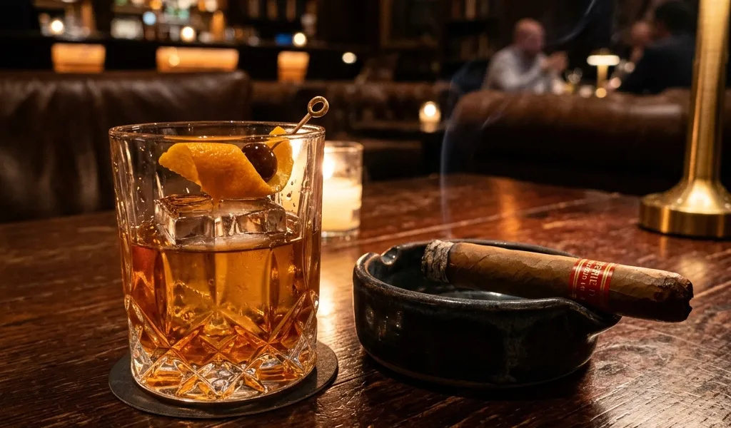 Capa do artigo: Guia: Harmonização (Charutos e o Drink Old Fashioned)